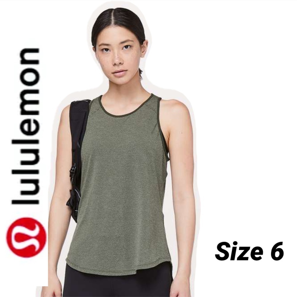 Lululemon Open Up Tank in Heathered Camo Green / Camo Green size 6